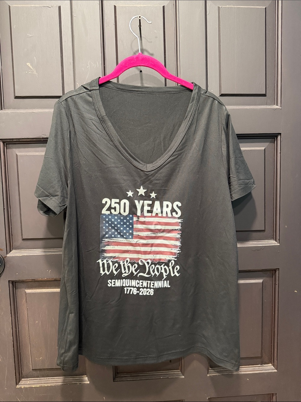 NWOT We the People 250 Years Graphic V-Neck Tee - Black